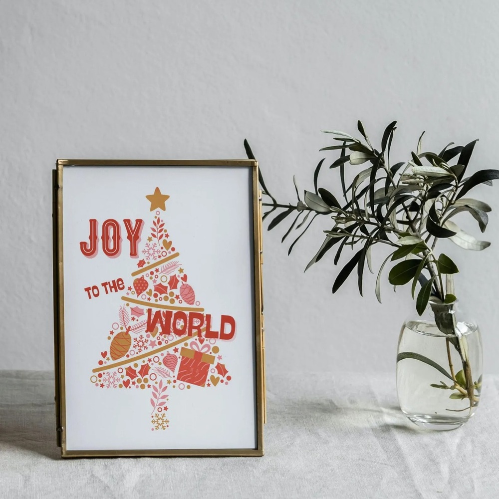 NEW Joy to the World 5x7 Christmas Print - Christmas Tree Holiday Decor - Gift